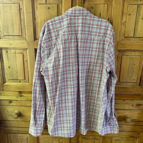 Men's Crown & Ivy XL Slim Fit Blue Red White‎ Long Sleeve Button Front Shirt - Picture 7 of 9